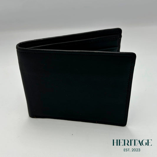 Billetera Bifold Cuero Liso Negro Heritage