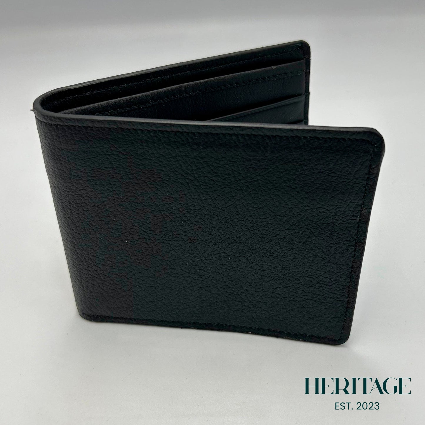 Billetera Bifold Cuero Granulado Negro Heritage