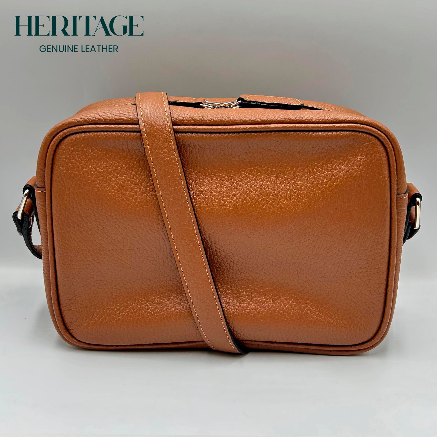 Camera Bag Monaco Mediana Cuero Granulado Whisky Heritage