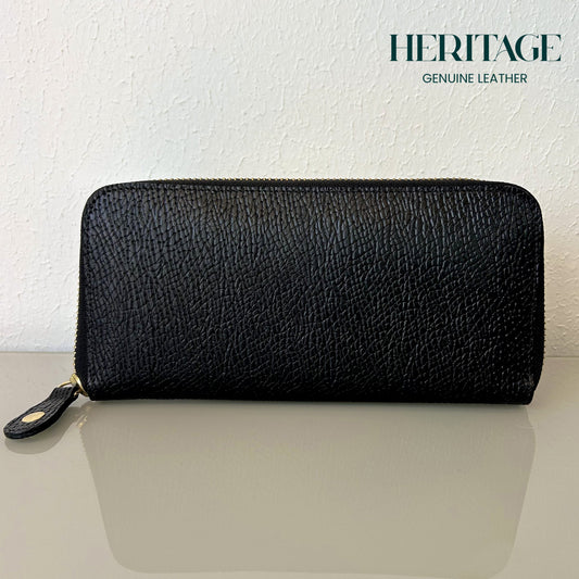 Billetera con Cierre para Dama en Cuero London Negro Heritage