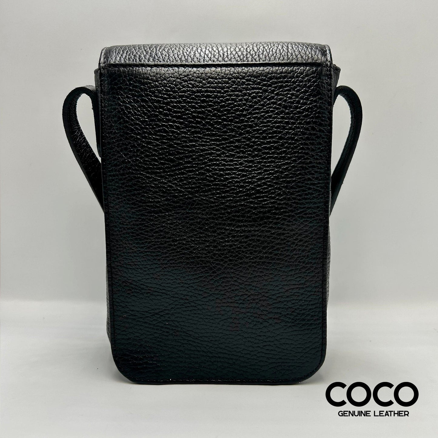 Bandolera Pequeña para Dama Cuero Granulado Negro COCO