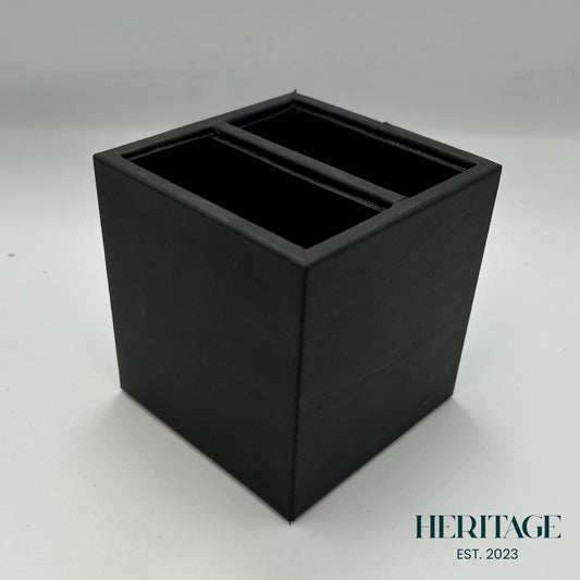 Portalapices con Division Cuero Liso Negro Heritage