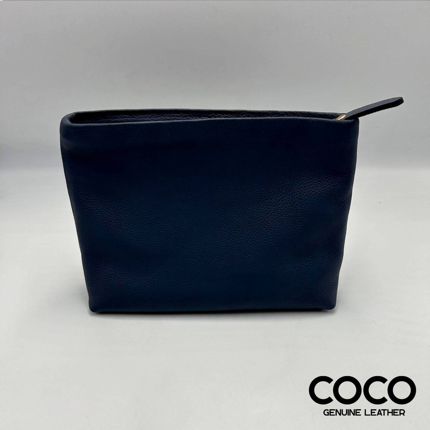 Pouch Cosmético Cuero Granulado Azul COCO