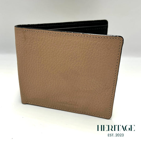 Billetera Bifold Cuero Granulado Gris Pardo Heritage