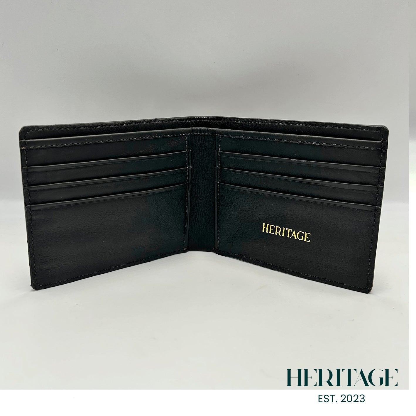 Billetera Bifold Cuero Granulado Azul Heritage