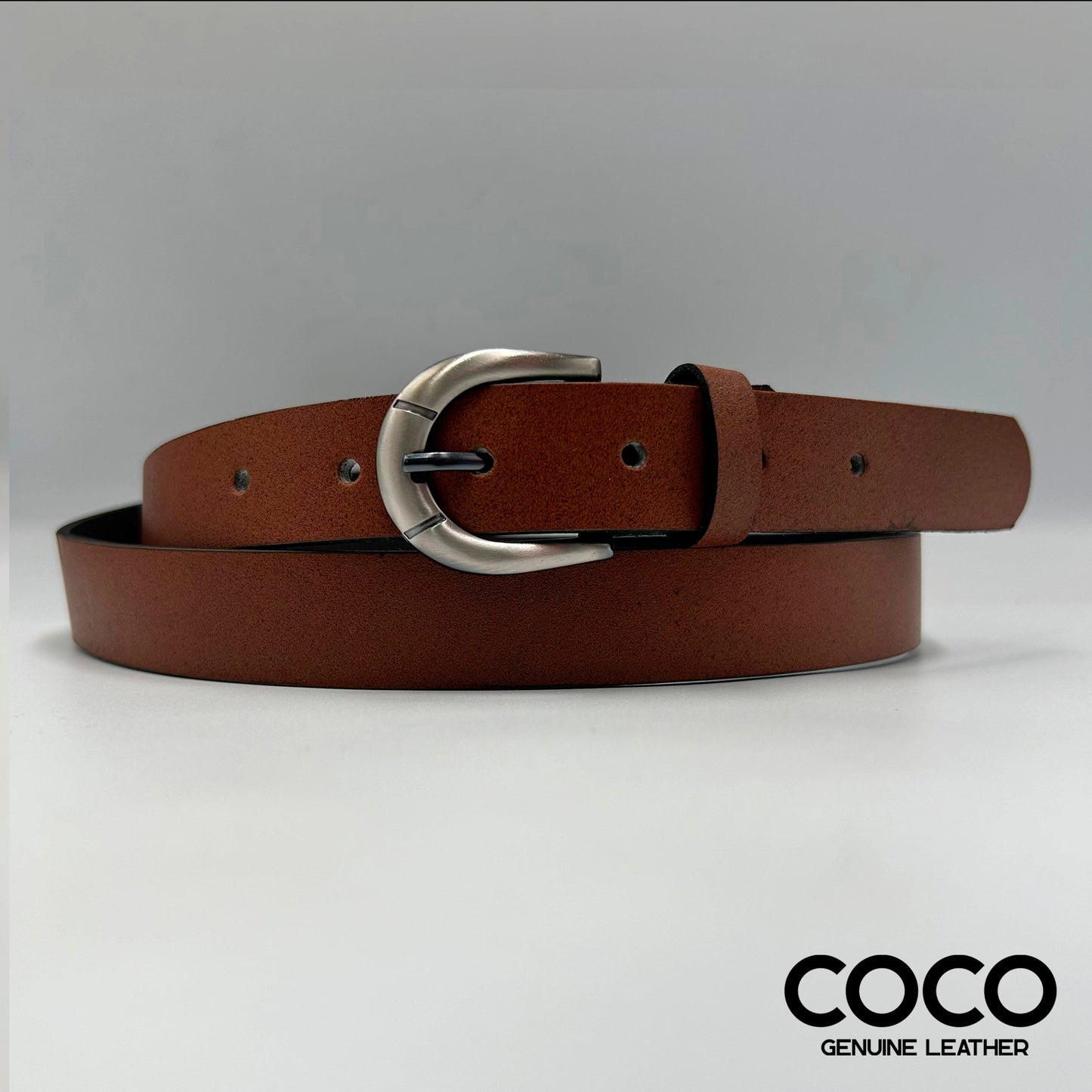 Cinturón para Dama de 25 mm Cuero Liso Cognac COCO