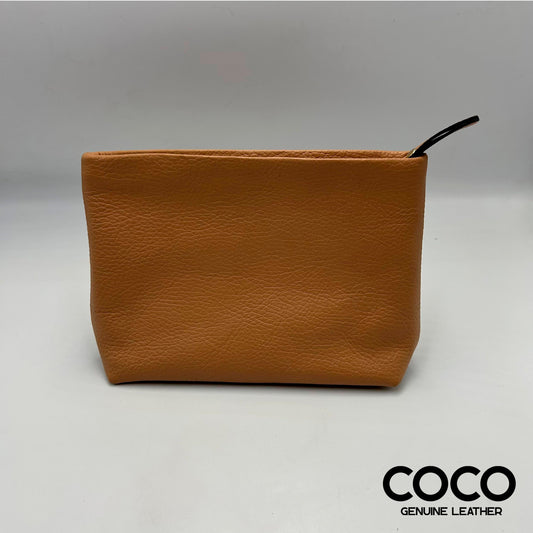 Pouch Cosmético Cuero Granulado Capuchino COCO