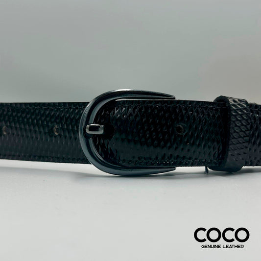 Cinturón Formal para Dama de 25 mm Cuero Charol Negro HN COCO