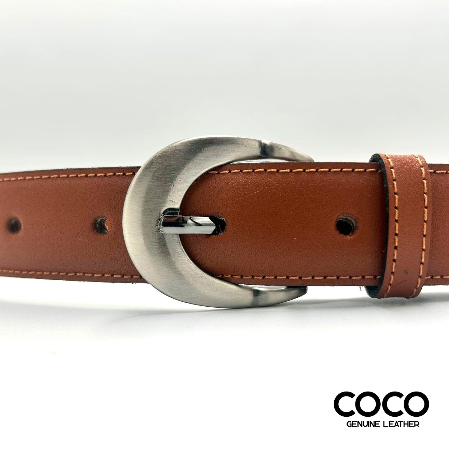 Cinturón Formal para Dama de 30 mm Cuero Liso Cognac COCO