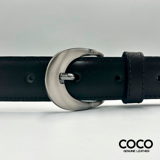 Cinturón Formal para Dama de 30 mm Cuero Liso Negro COCO