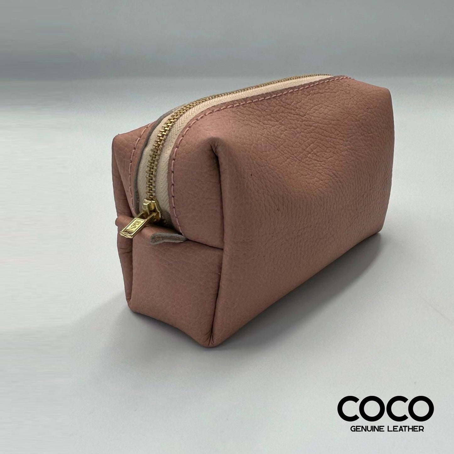 Estuche Cosmético Rectangular Cuero Granulado Palo de Rosa COCO