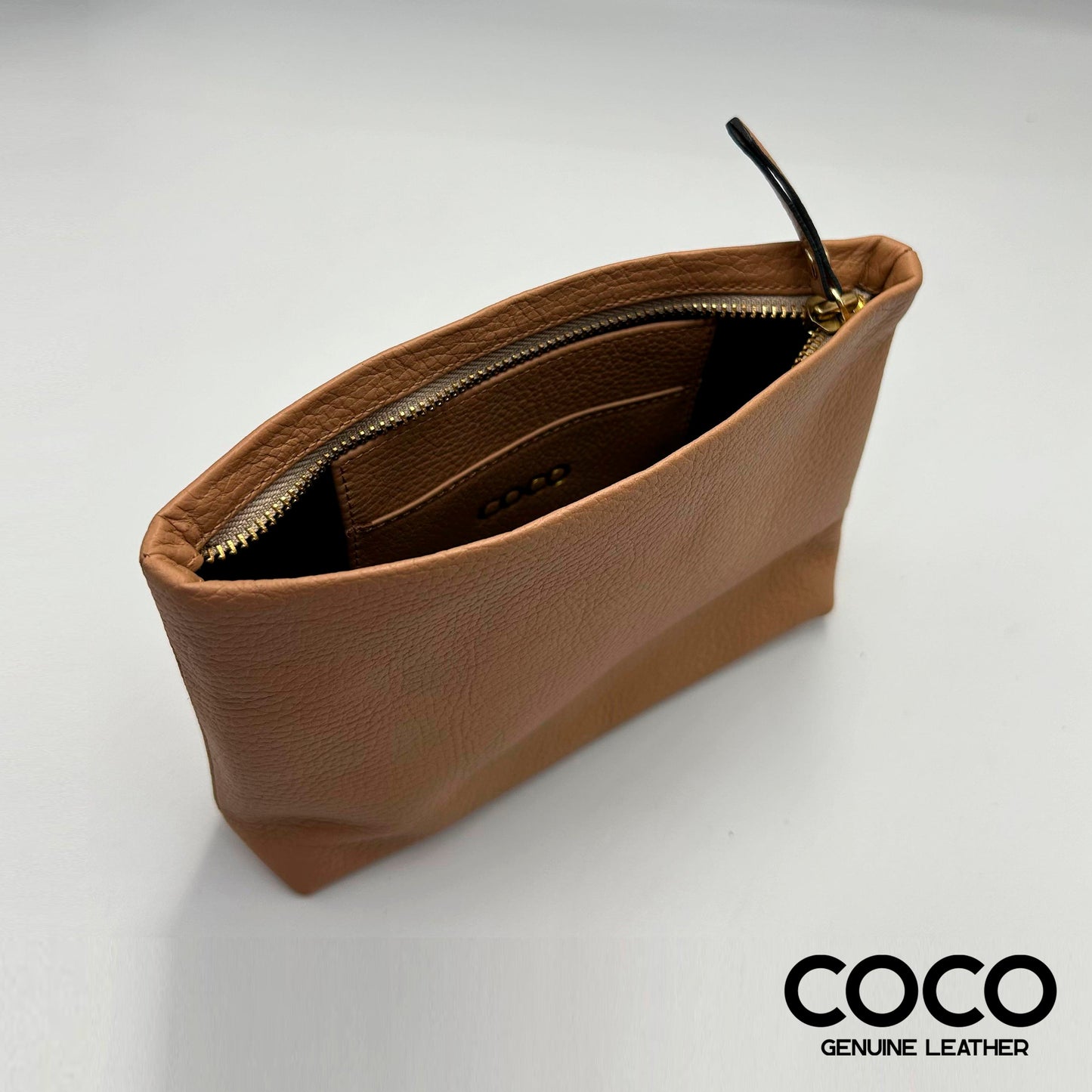 Pouch Cosmético Cuero Granulado Capuchino COCO