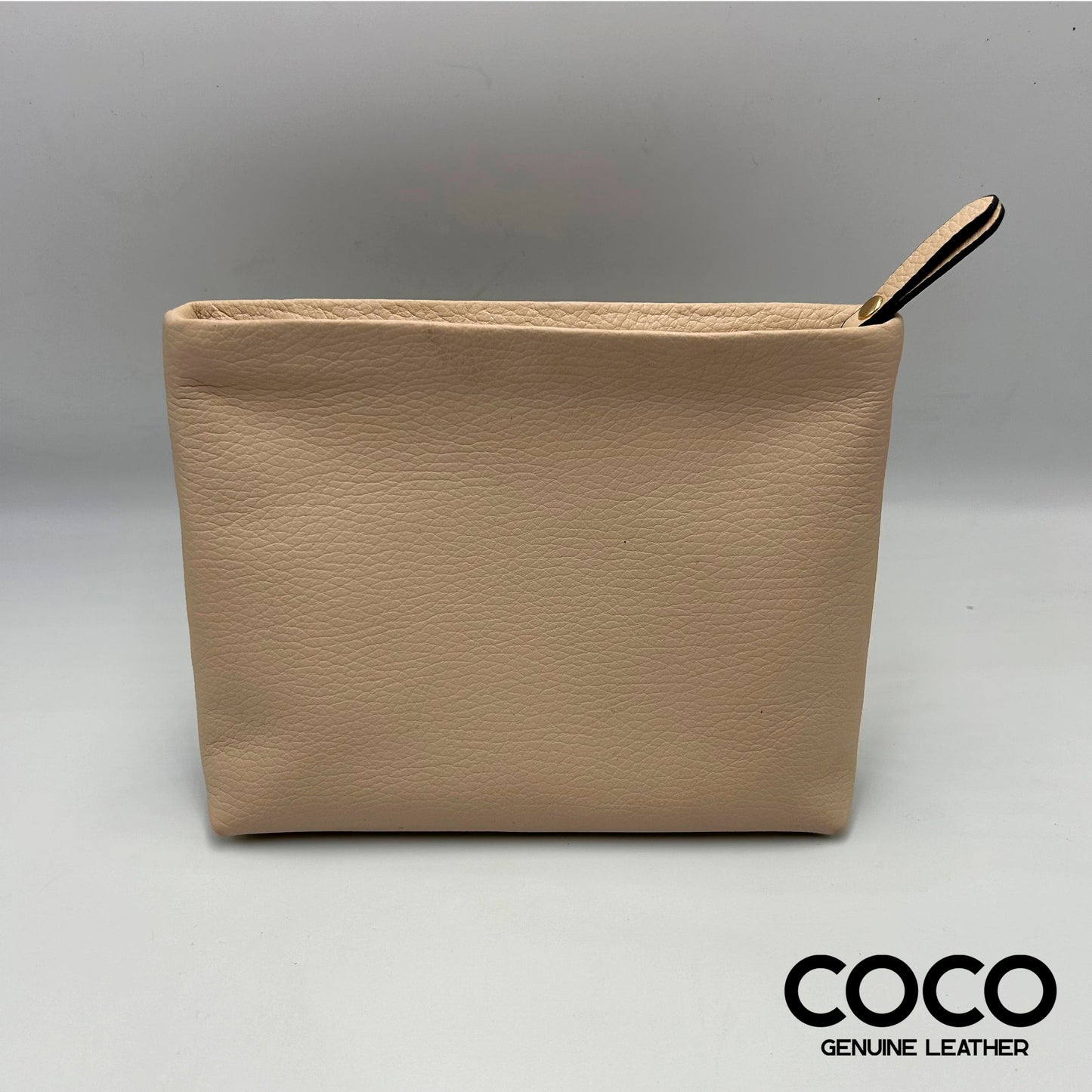 Pouch Cosmético Cuero Granulado Arena COCO