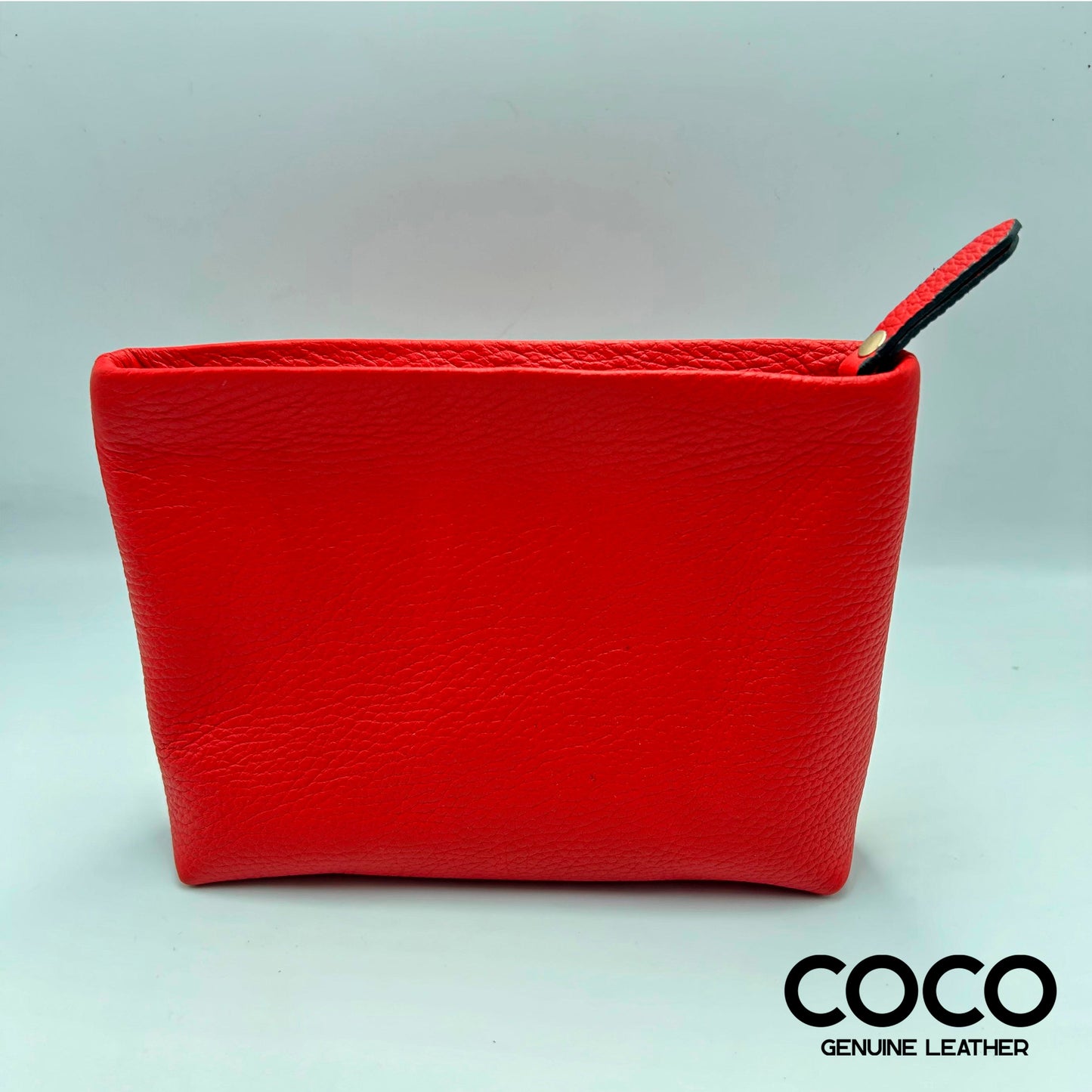 Pouch Cosmético Cuero Granulado Rojo COCO