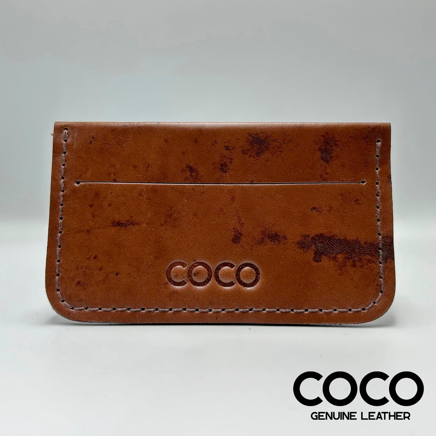 Tarjetero Minimalista Cuero Liso Mocca COCO