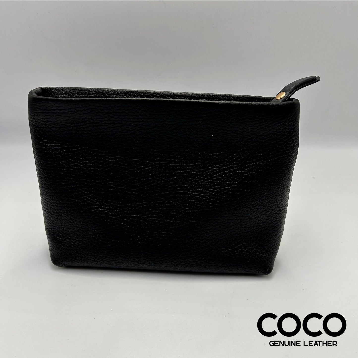 Pouch Cosmético Cuero Granulado Negro COCO