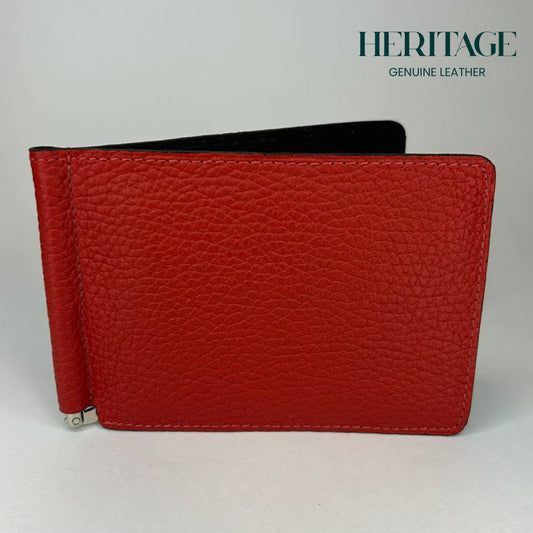 Billetera con Clip Cuero Granulado Rojo Heritage