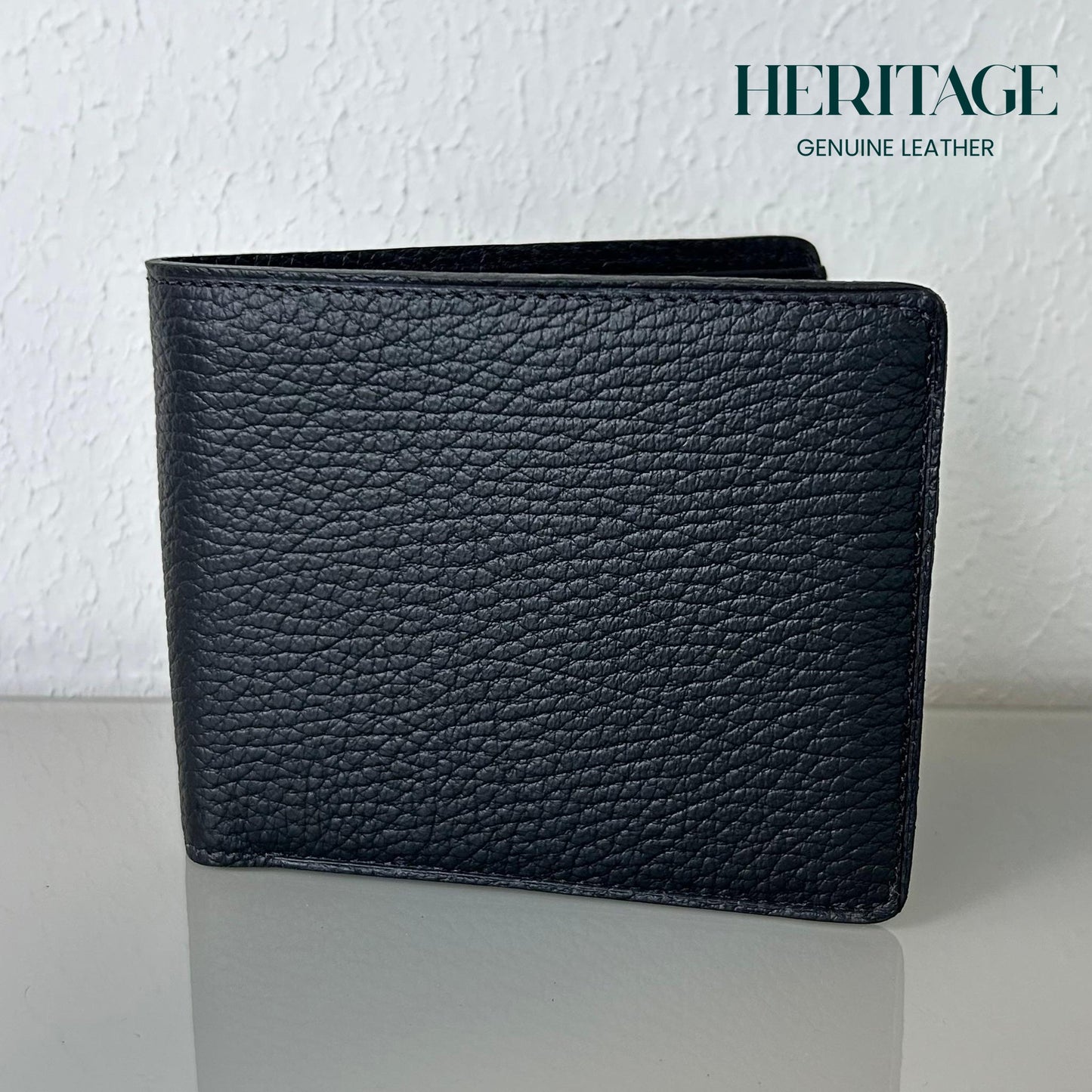 Billetera Bifold Madrid Cuero Granulado Negro Heritage