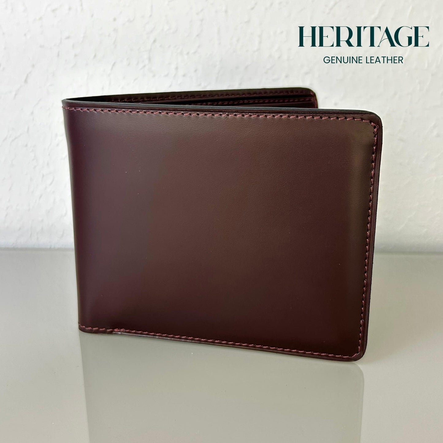 Billetera Bifold Madrid Cuero Liso Burgundy Heritage