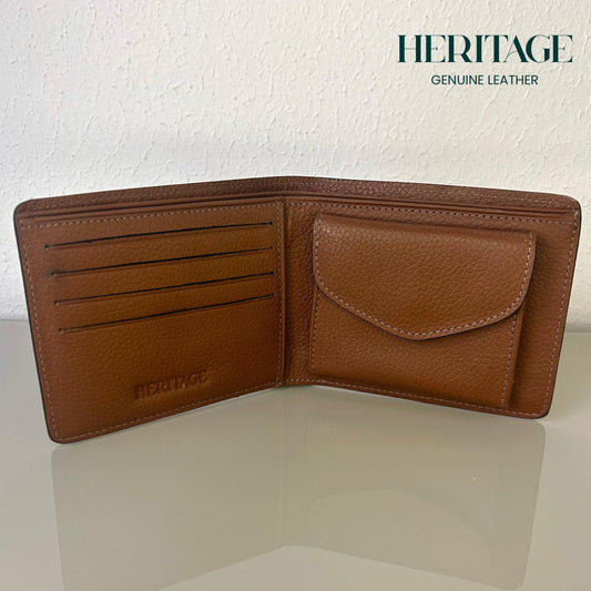 Billetera con Monedero Madrid Cuero Granulado Cognac Heritage