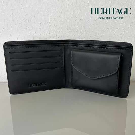 Billetera con Monedero Madrid Cuero Croco Negro Heritage