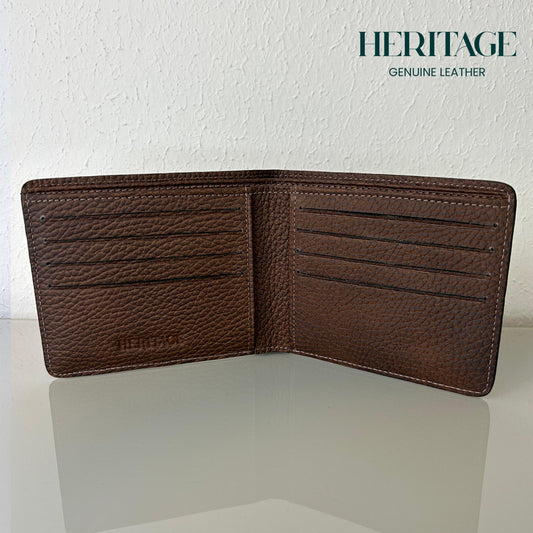 Billetera Bifold Madrid Cuero Granulado Cafe Heritage