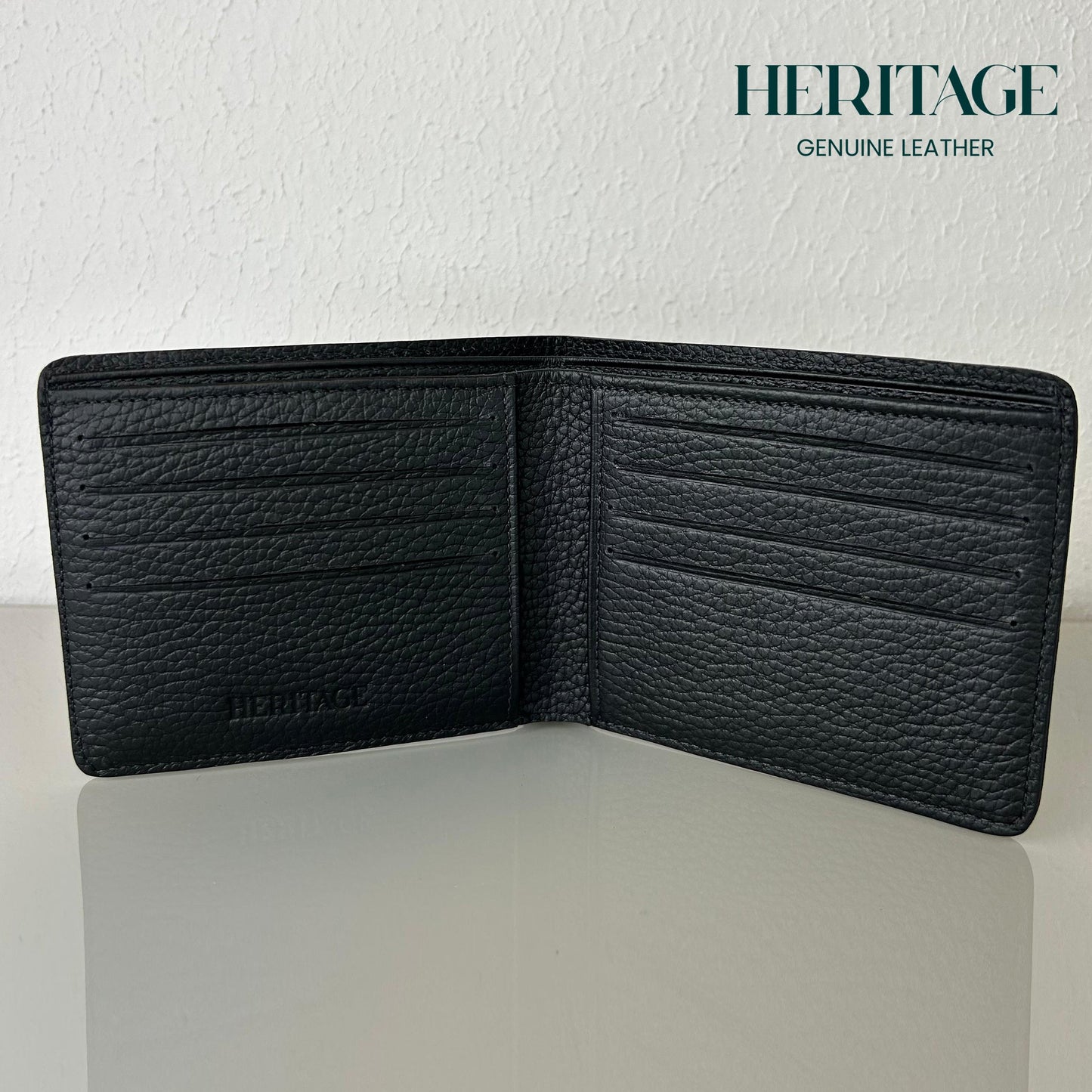 Billetera Bifold Madrid Cuero Granulado Negro Heritage