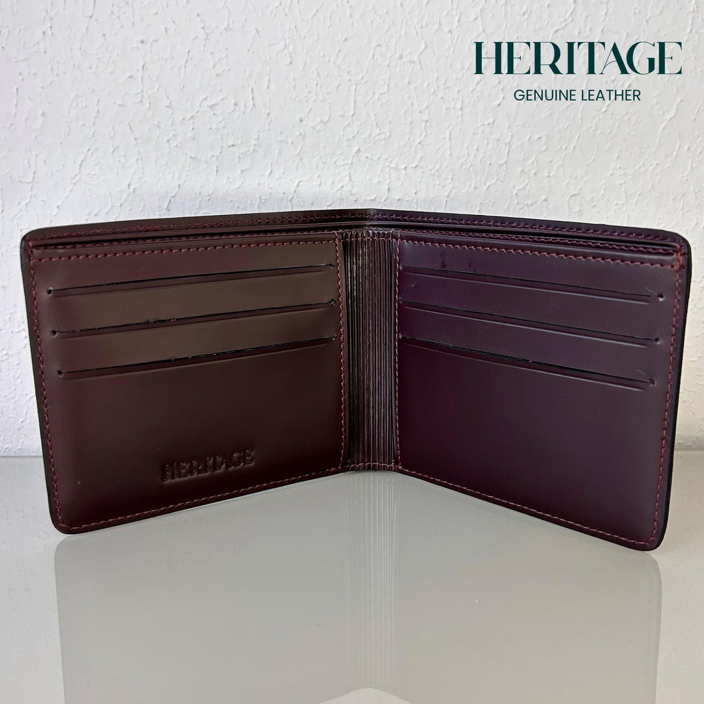 Billetera Bifold Madrid Cuero Liso Burgundy Heritage