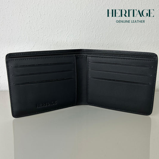 Billetera Bifold Madrid Cuero Liso Negro Heritage