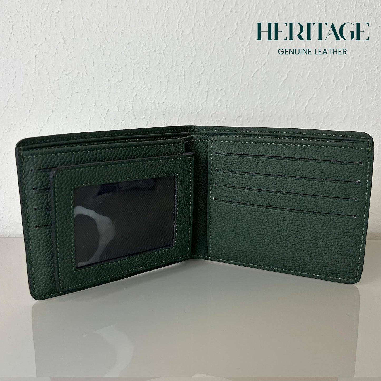 Billetera Bifold Madrid C/V Cuero Granulado Verde  Heritage