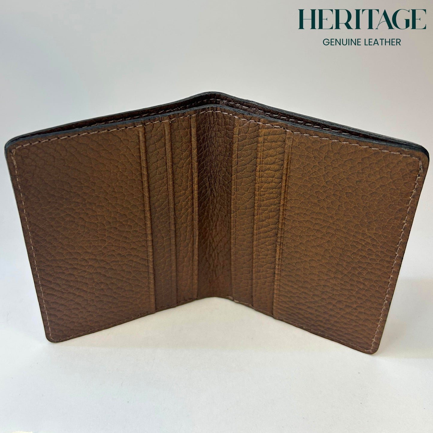 Billetera Vertical Cuero Granulado Cafe Heritage