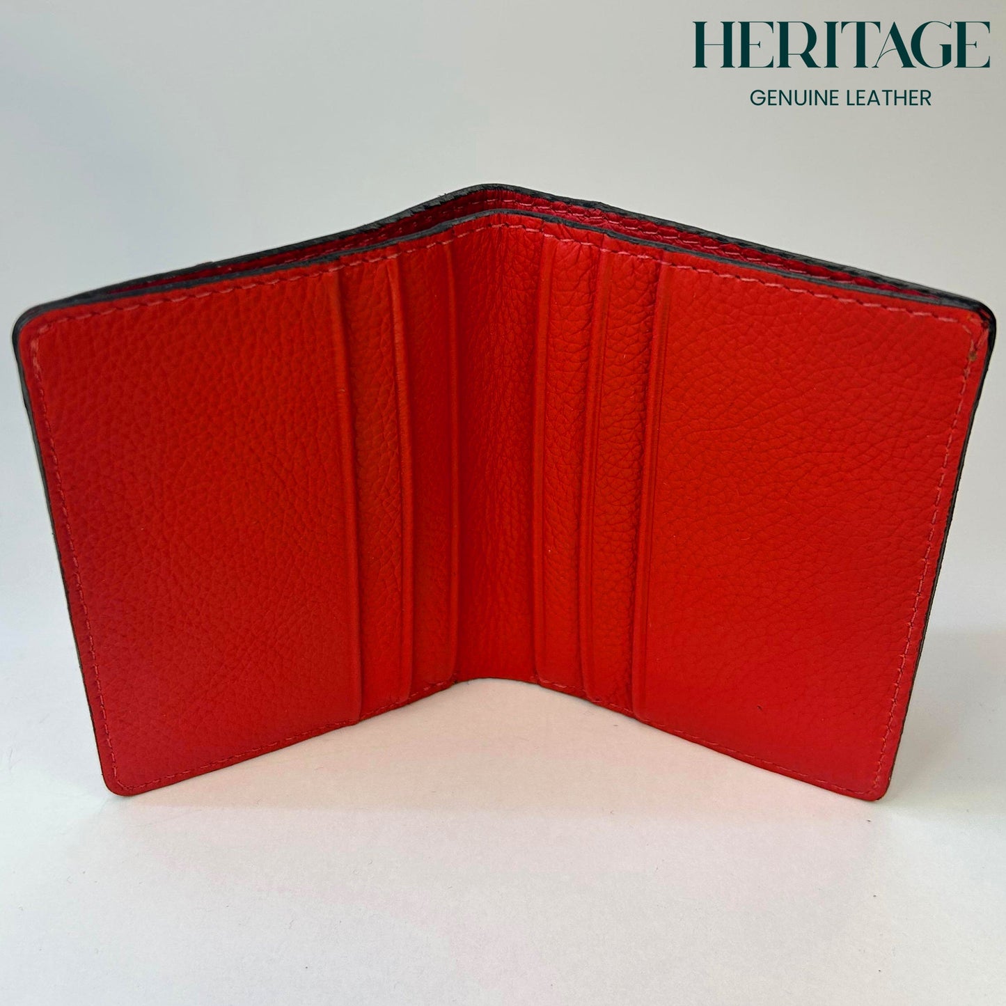 Billetera Vertical Cuero Granulado Rojo Heritage