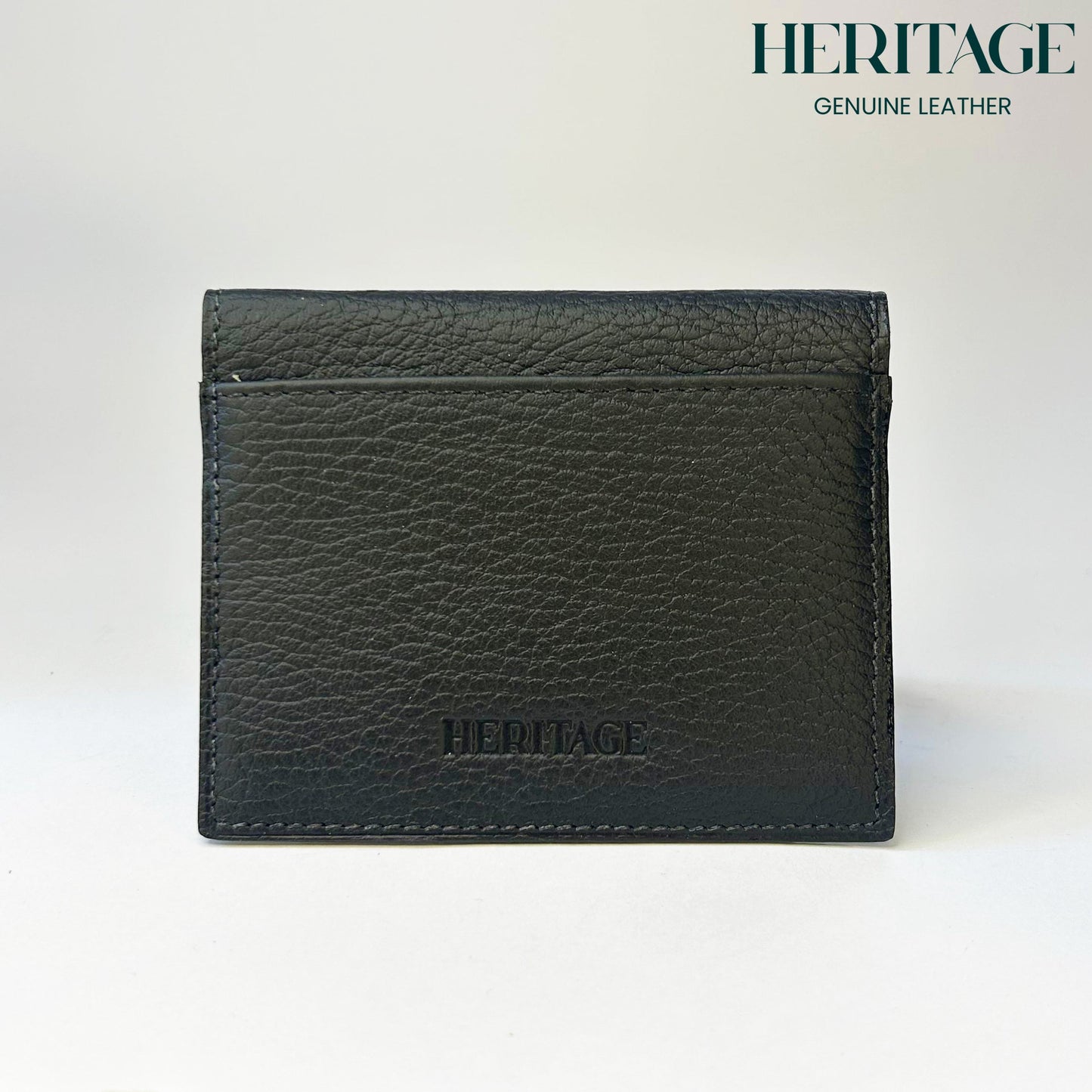 Billetera Vertical Cuero Granulado Negro Heritage