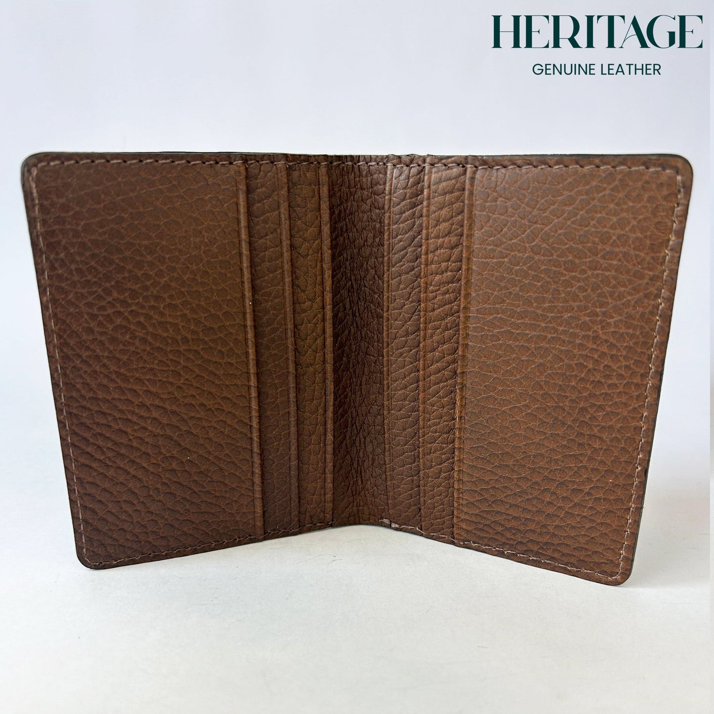 Billetera Vertical Cuero Granulado Cafe Heritage