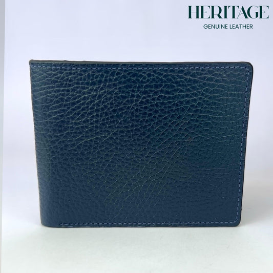 Billetera Bifold Cuero Granulado Azul Heritage