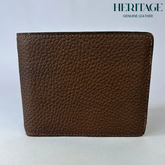 Billetera Bifold Cuero Granulado Café Heritage