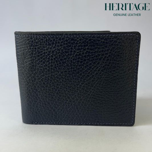 Billetera Bifold Cuero Granulado Negro Heritage