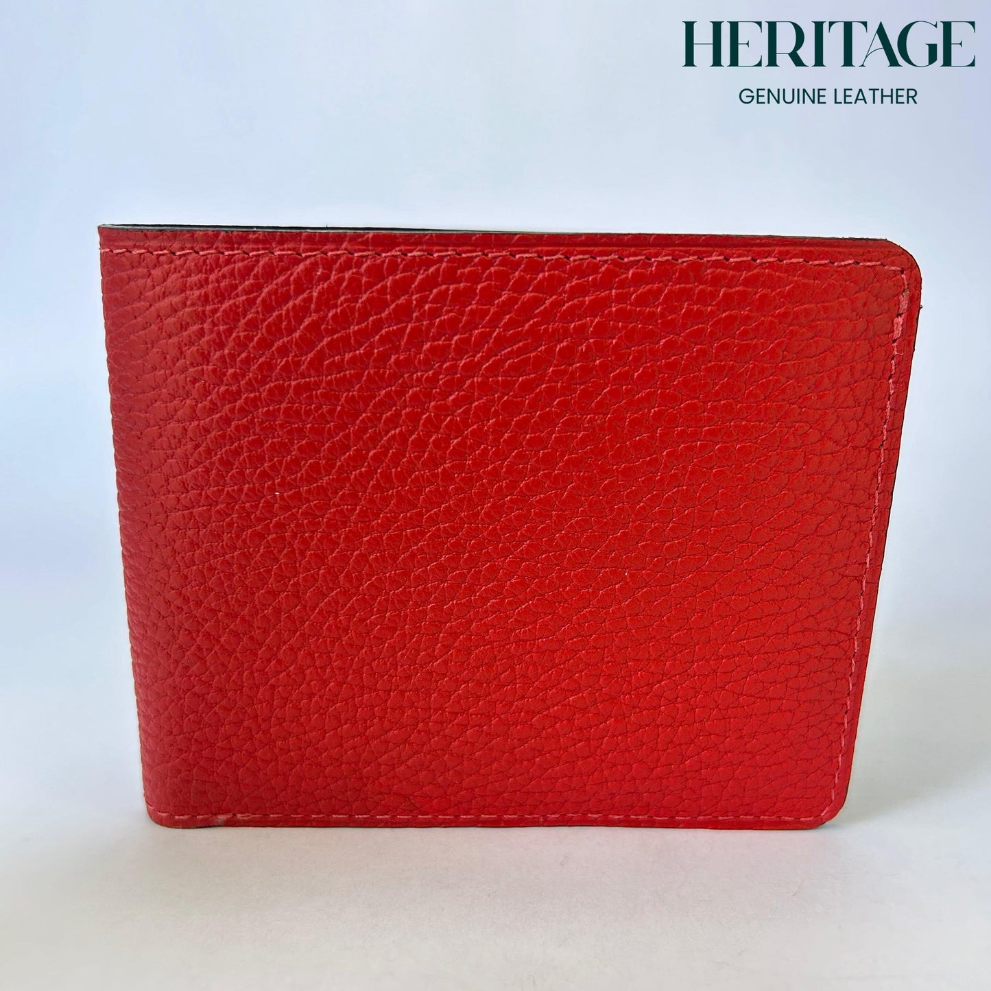 Billetera Bifold Cuero Granulado Rojo Heritage