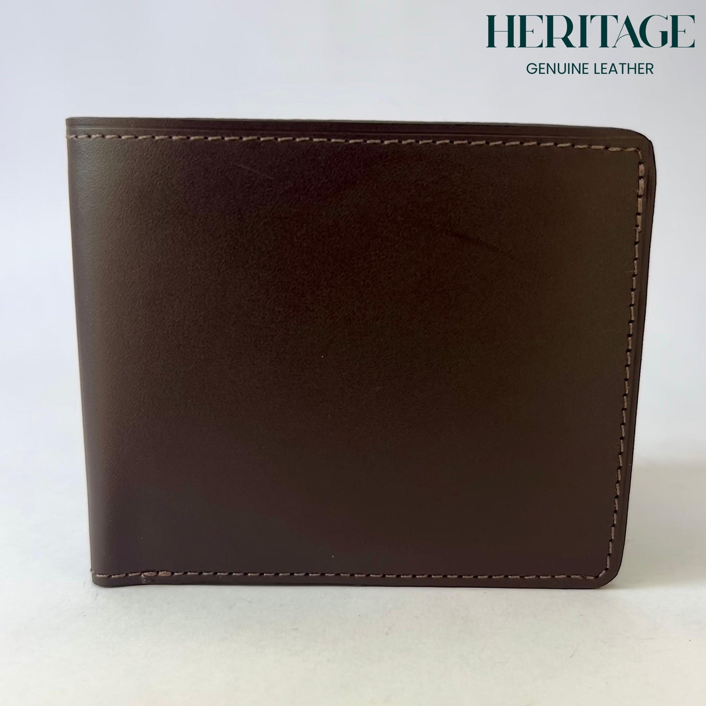 Billetera Bifold Cuero Liso Café Heritage