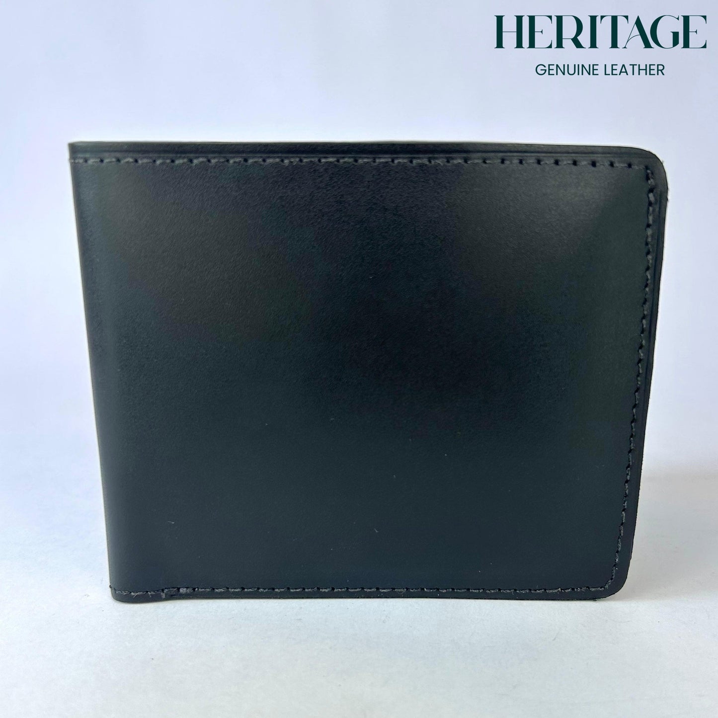 Billetera Bifold Cuero Liso Negro Heritage