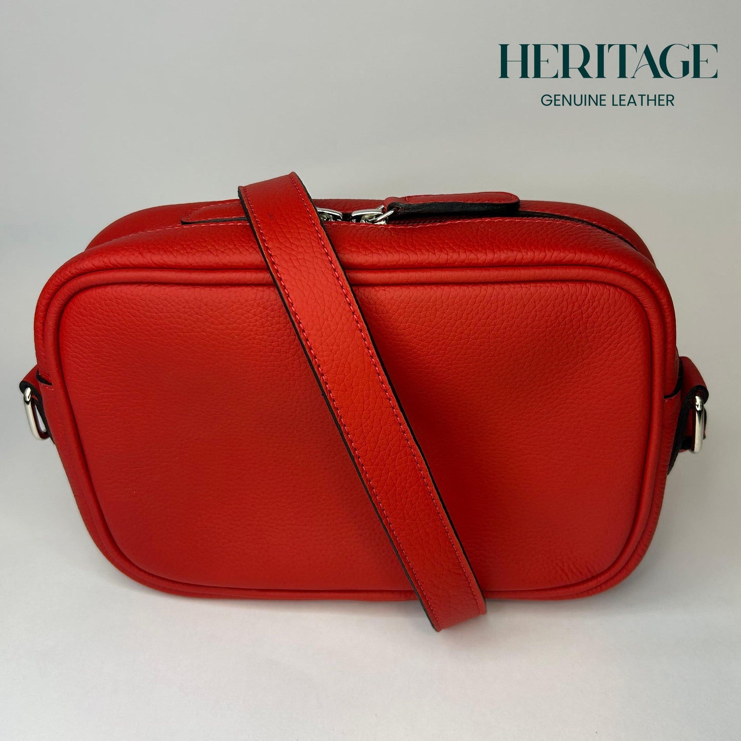 Camera Bag Monaco Mediana en Cuero Granulado Rojo Heritage