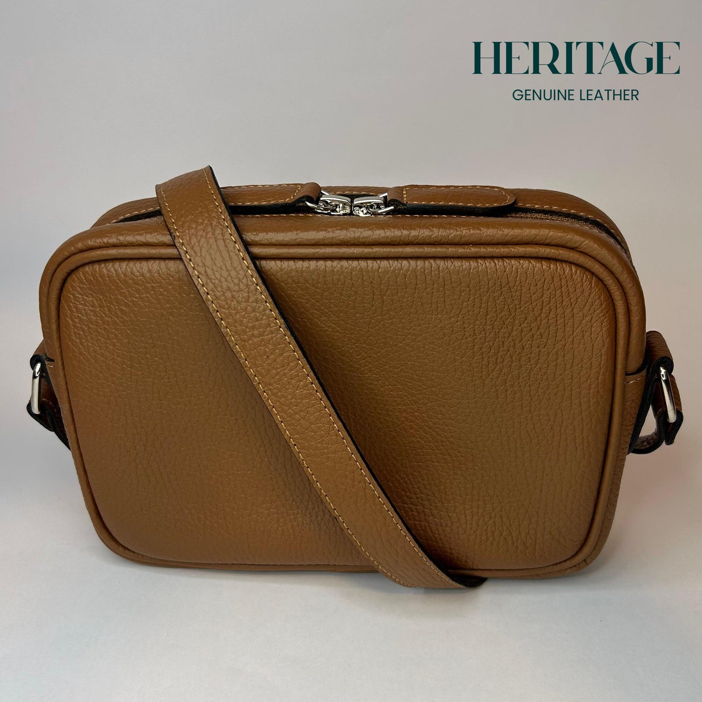 Camera Bag en Cuero Granulado Whiskey Heritage