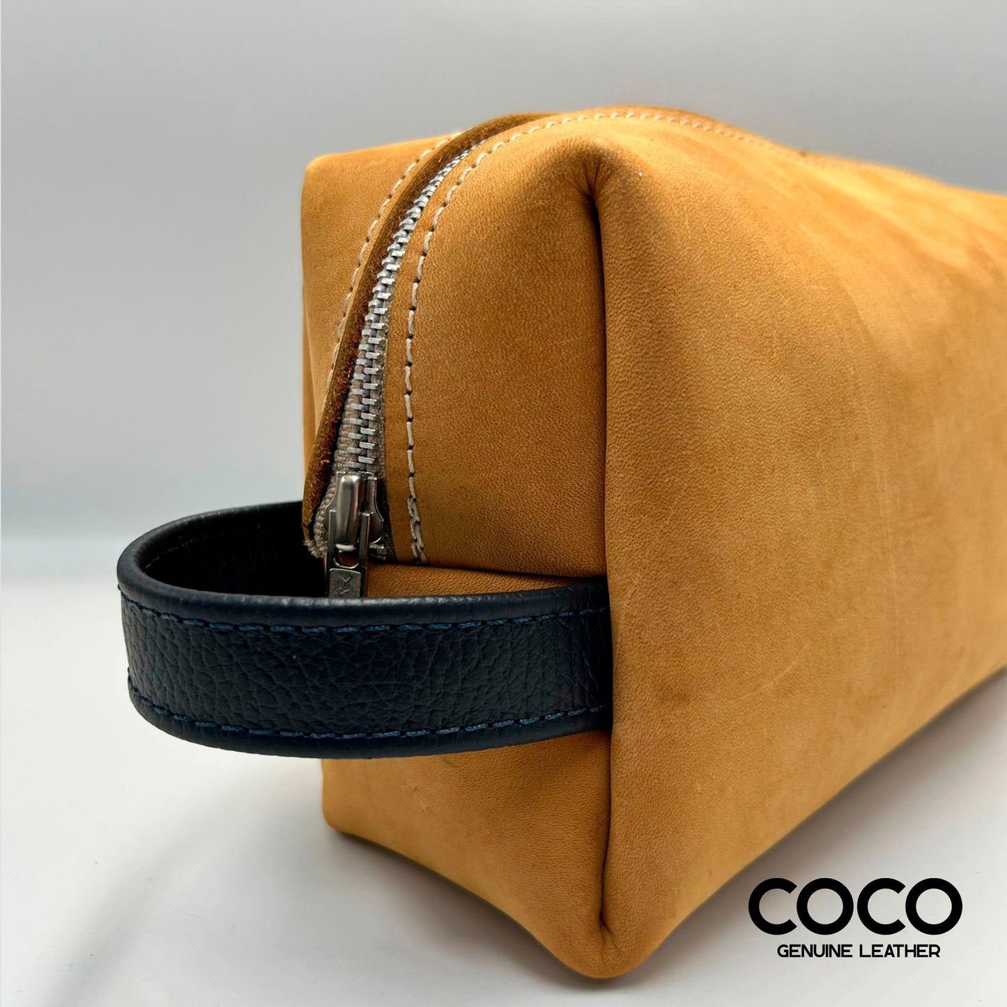 Neceser con Agarrador Cuero Nubuck Miel COCO