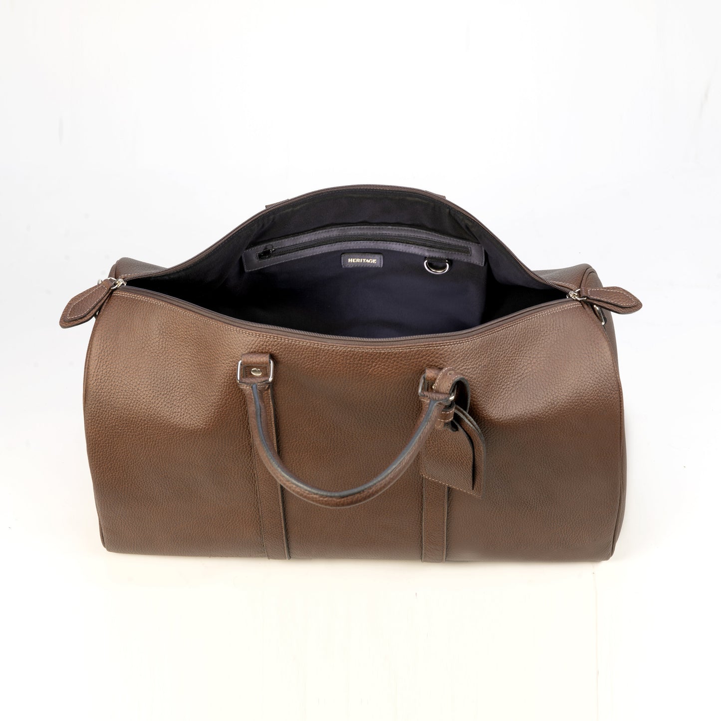 Weekender Bag en Cuero Granulado Café Heritage