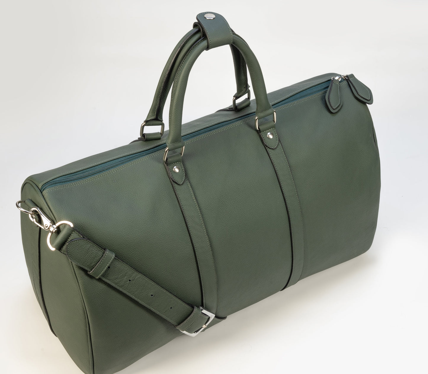 Weekender Bag en Cuero Granulado Verde Heritage