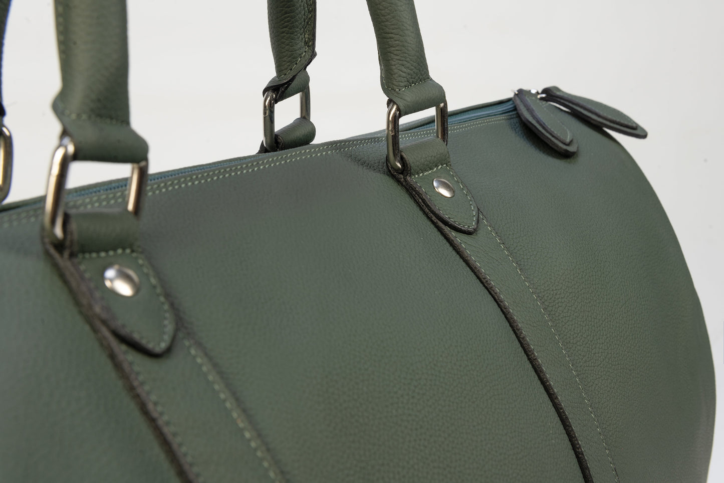 Weekender Bag en Cuero Granulado Verde Heritage