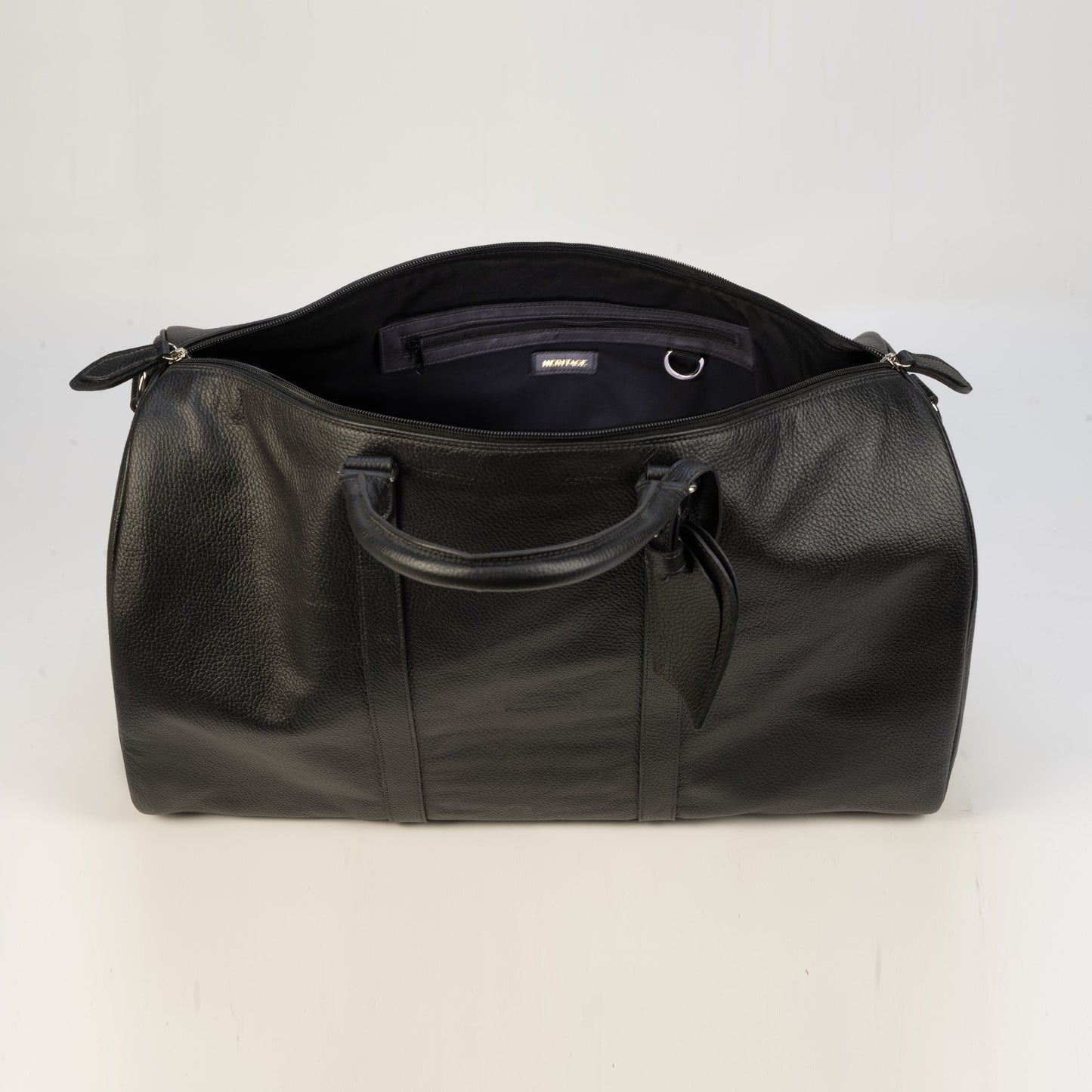 Weekender Bag en Cuero Granulado Negro Heritage