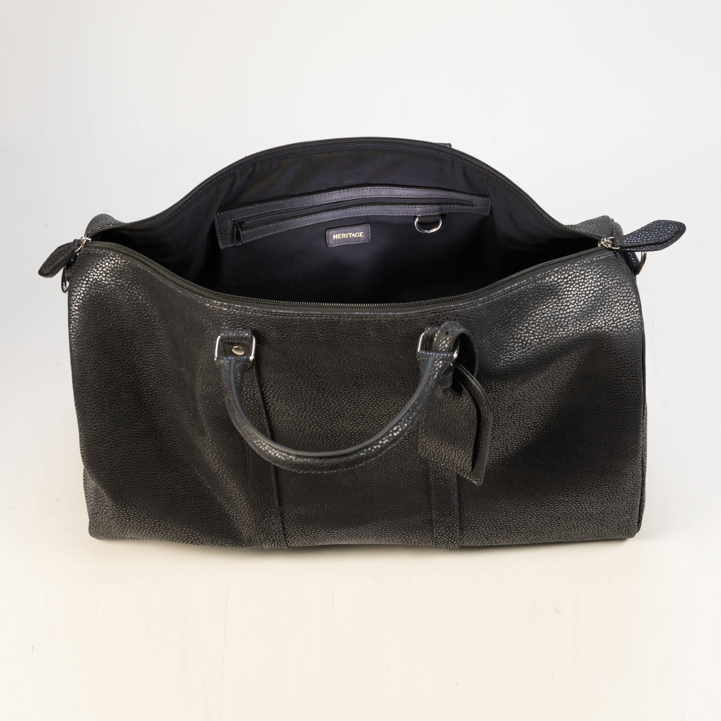 Weekender Bag en Cuero Nubuck Cristal Negro Heritage