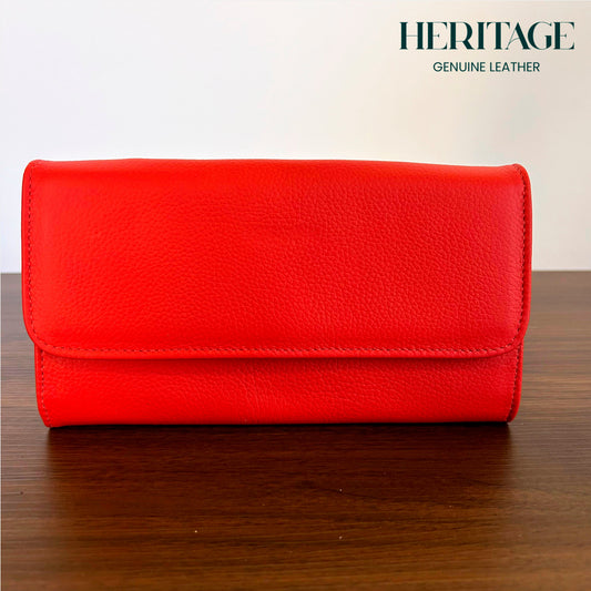 Billetera con Broche en  Cuero Granulado Rojo Heritage