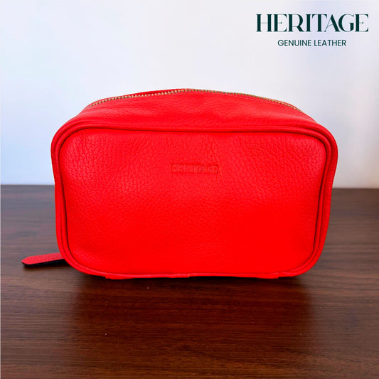 Neceser Desplegable Cuero Granulado Rojo Heritage